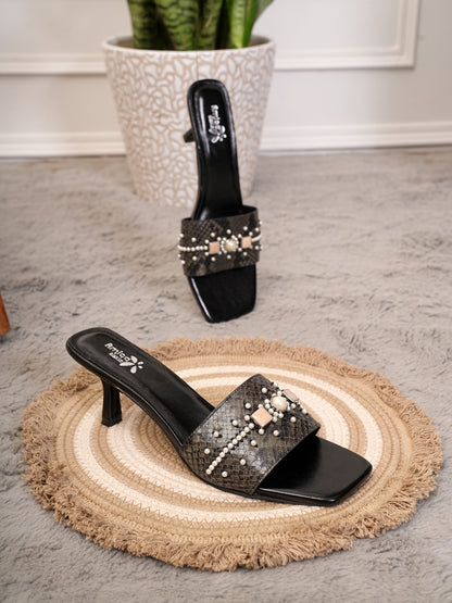 Amica Slexia Women’s Black Embellished Slip-On Flats