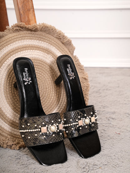 Amica Slexia Women’s Black Embellished Slip-On Flats