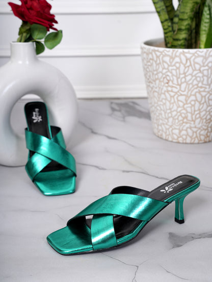 Amica Slexia Women’s Metallic Green Heels