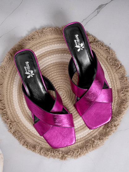 Women’s Metallic Pink Heels Sandals
