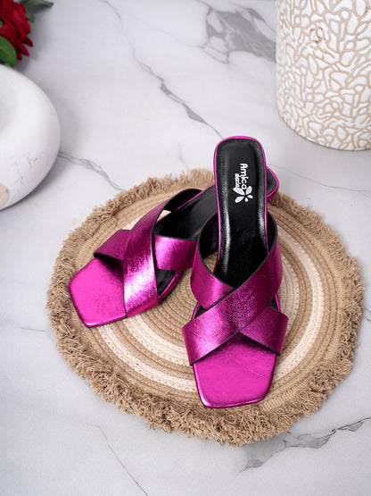 Women’s Metallic Pink Heels Sandals