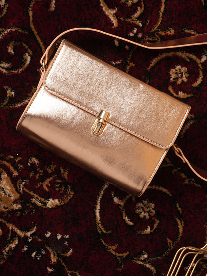 Amica Slexia Women’s Rose Gold Metallic Sling Bag