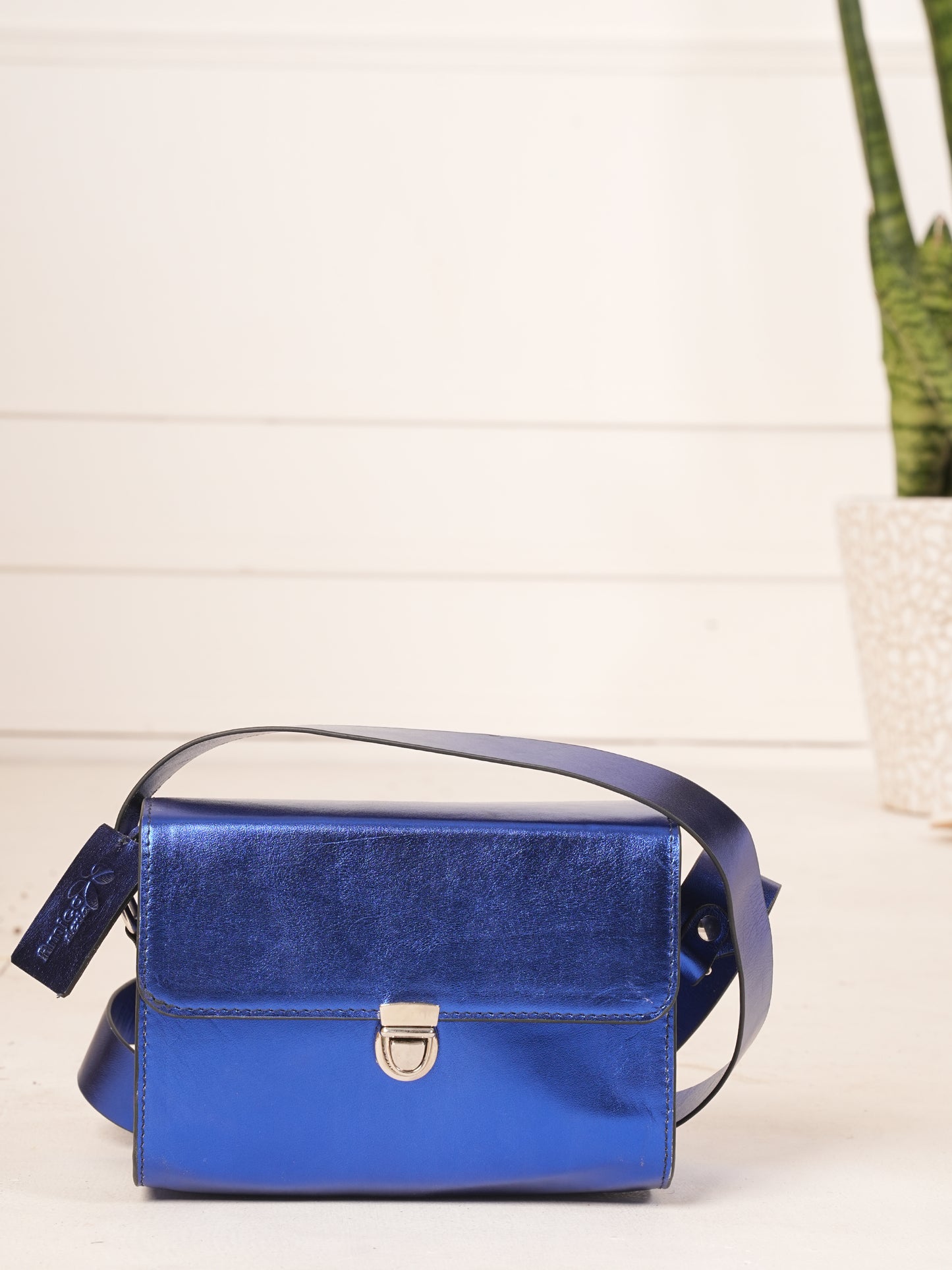 Women’s Metallic Blue Crossbody Sling Bag