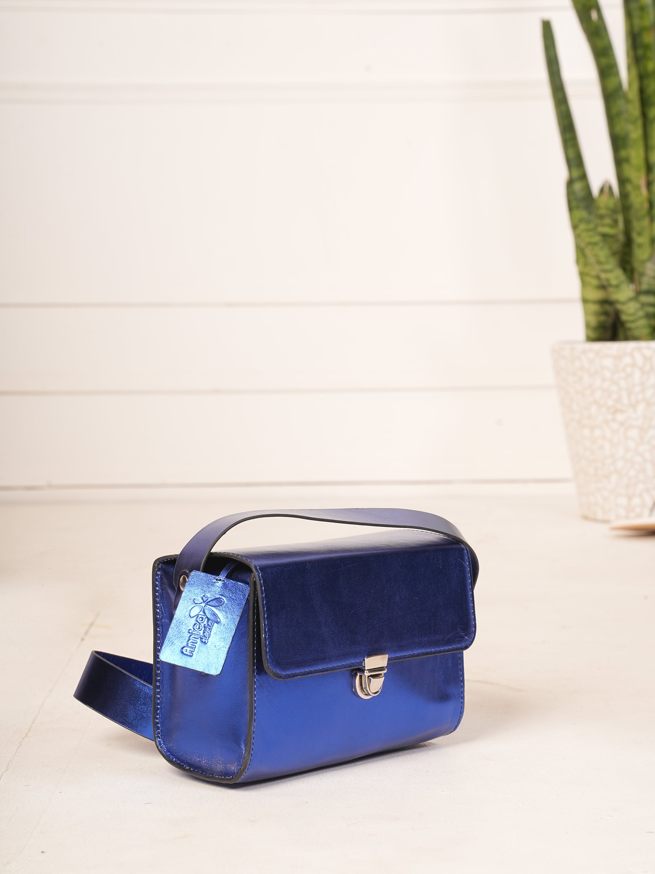Royal Blue Metallic Designer Handbag and Heels Set