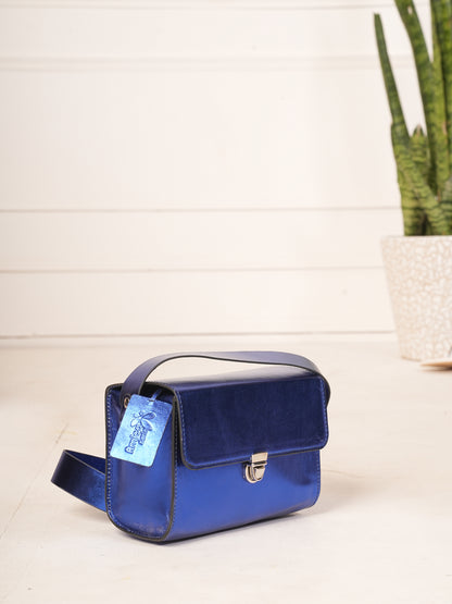 Royal Blue Metallic Designer Handbag and Heels Set