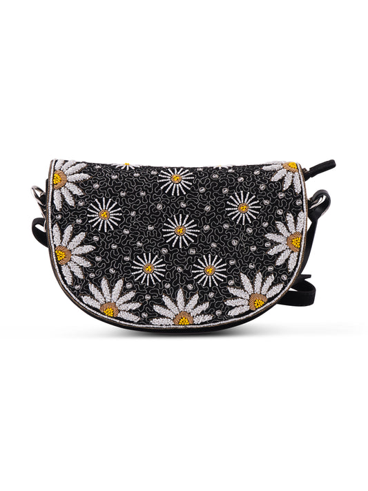 Black Women Sling Bag Handcrafted Stylish Printed Slingbag for Women, Girls Travel Crossbody Bags