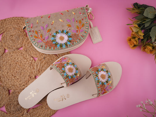 AMICA SLEXIA EMBRODIERY FLATS & CLUTCH