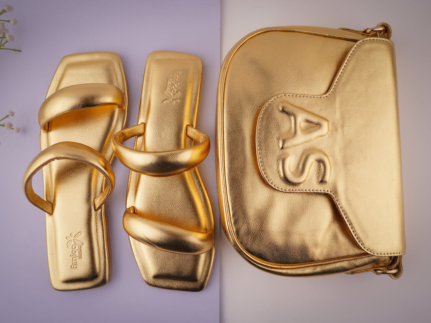 AMICA SLEXIA GOLDEN FLATS & CLUTCH