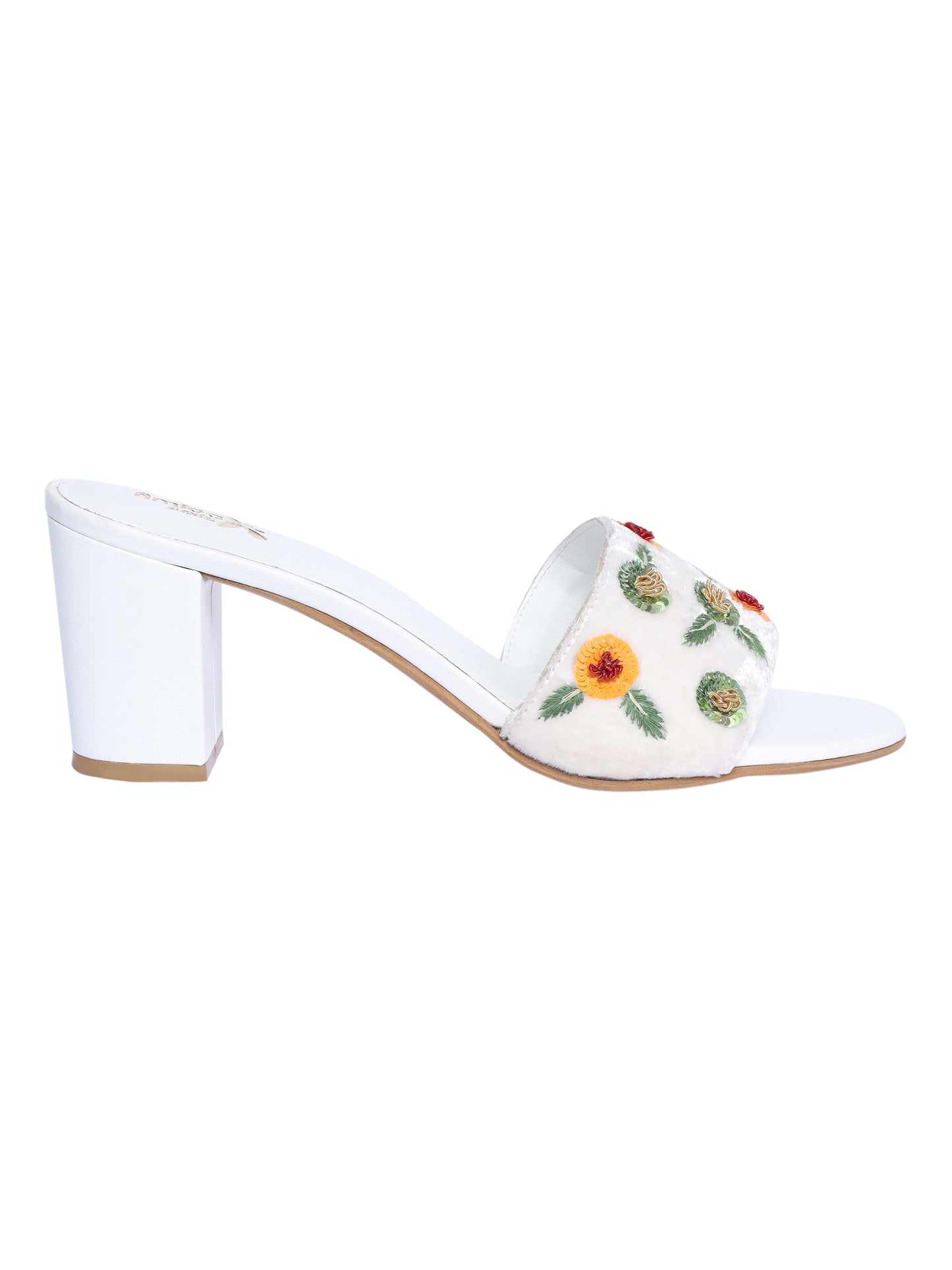 White Flora Design Heels