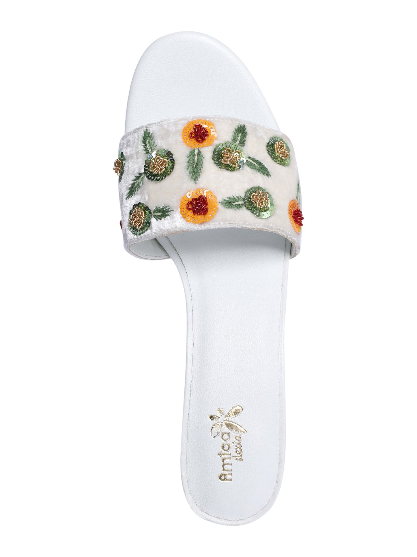 White Flora Design Heels