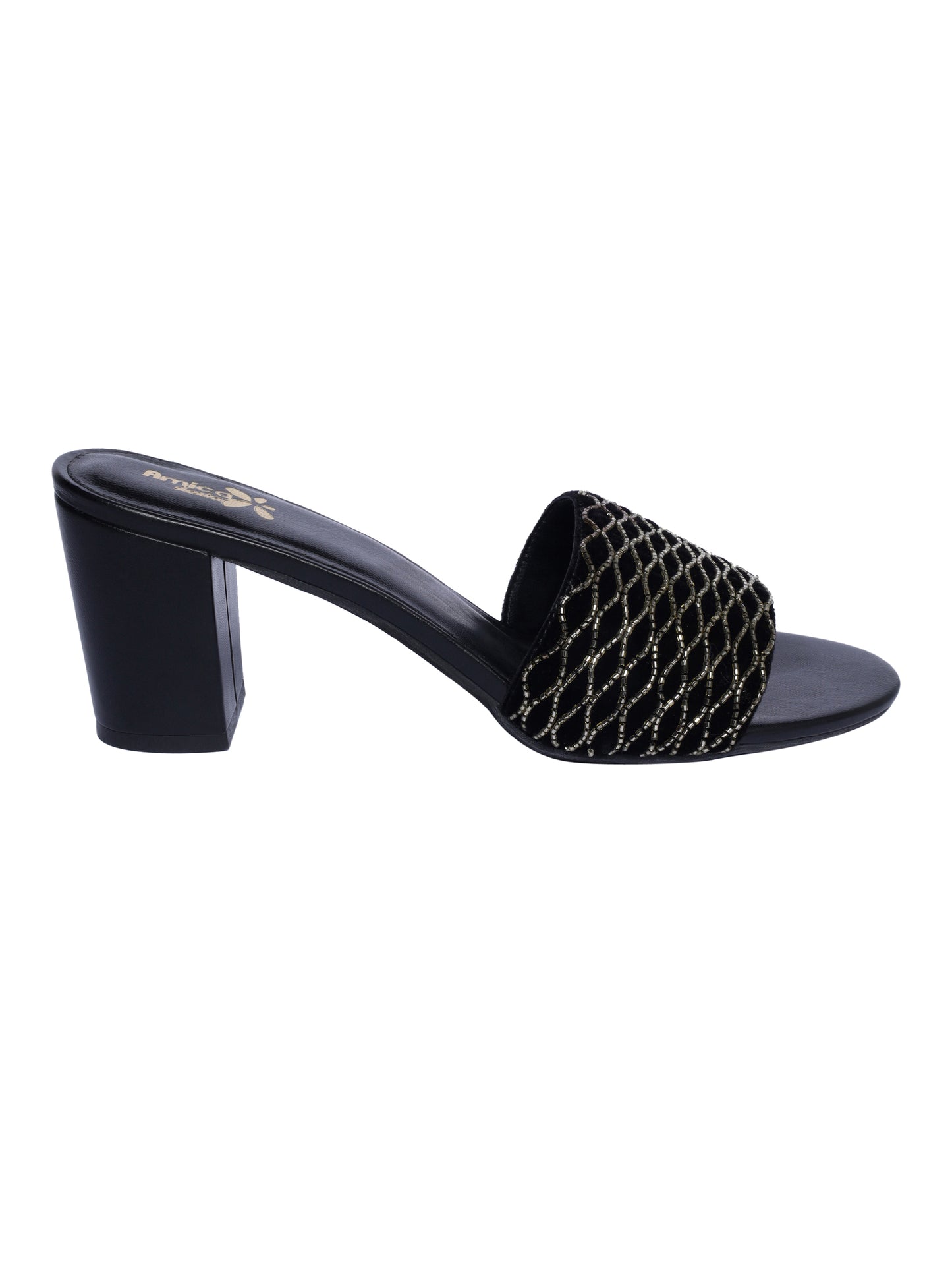 Black Net Design Heels