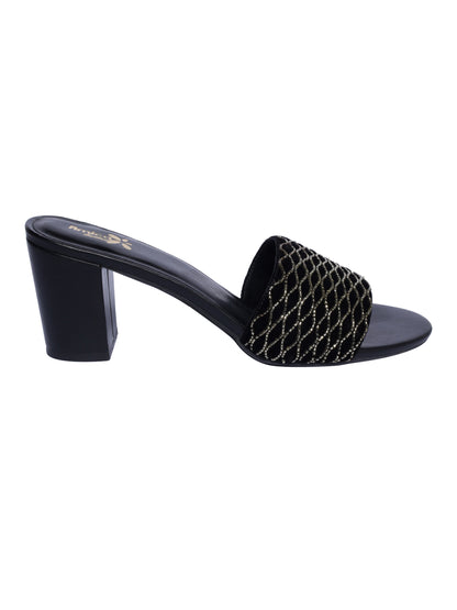 Black Net Design Heels