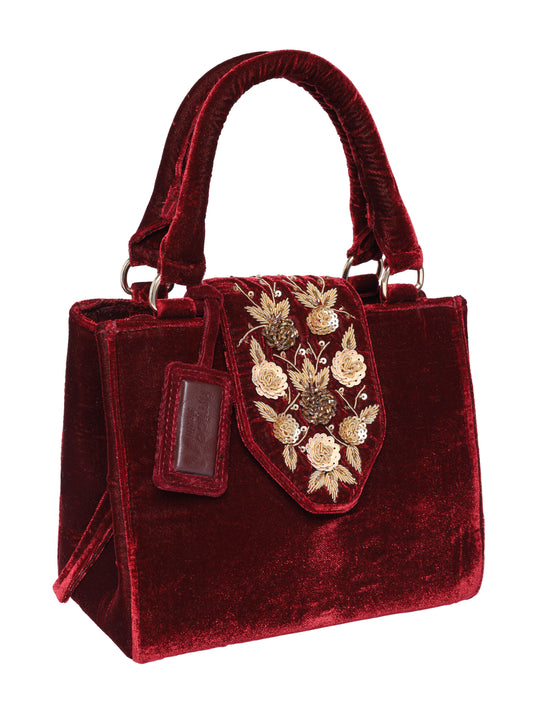 Maroon Gold Flora Purse