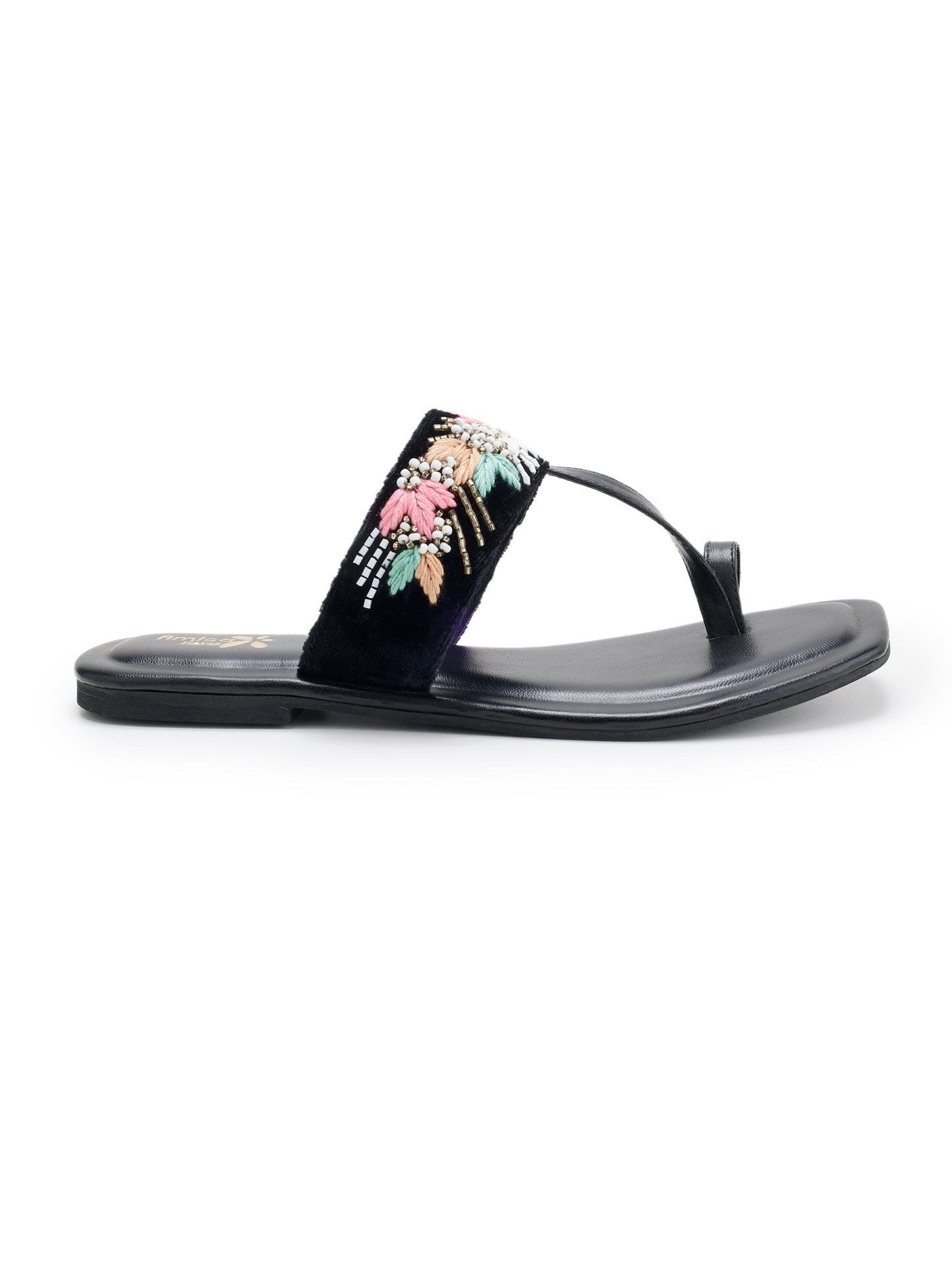 Black Glossy Flora Flats