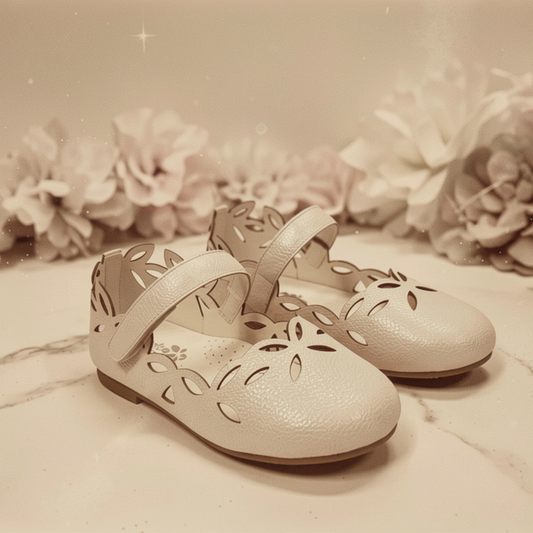 AmicaSlexia Girls White Cutwork Ballerina Flats