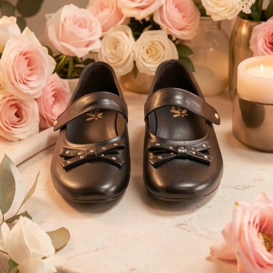 AmicaSlexia Girls Black Bow Ballerina Flats