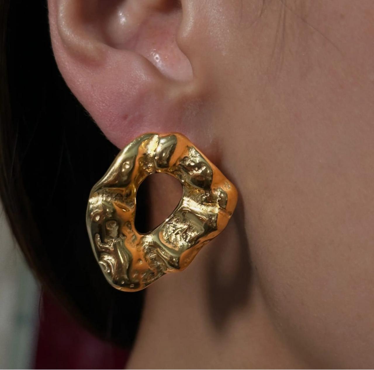 Dazelio Abstract Gold-Plated Statement Stud Earrings