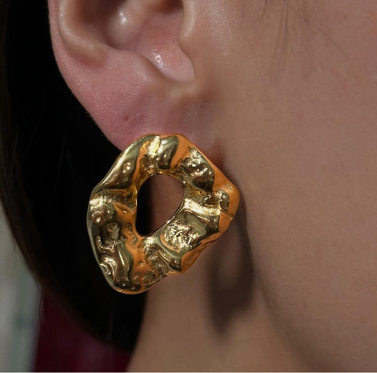 Dazelio Abstract Gold-Plated Statement Stud Earrings