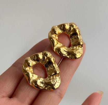 Dazelio Abstract Gold-Plated Statement Stud Earrings