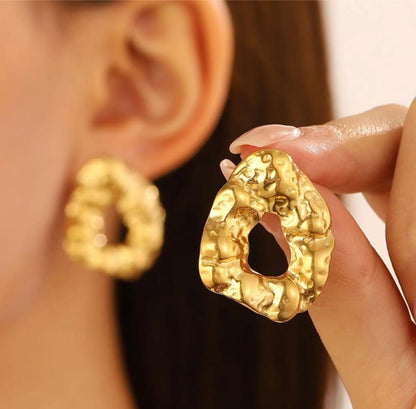 Dazelio Abstract Gold-Plated Statement Stud Earrings