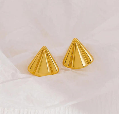 Dazelio Gold-Plated Floral Statement Stud Earrings