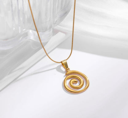 Dazelio Gold-Plated Spiral Pendant Necklace