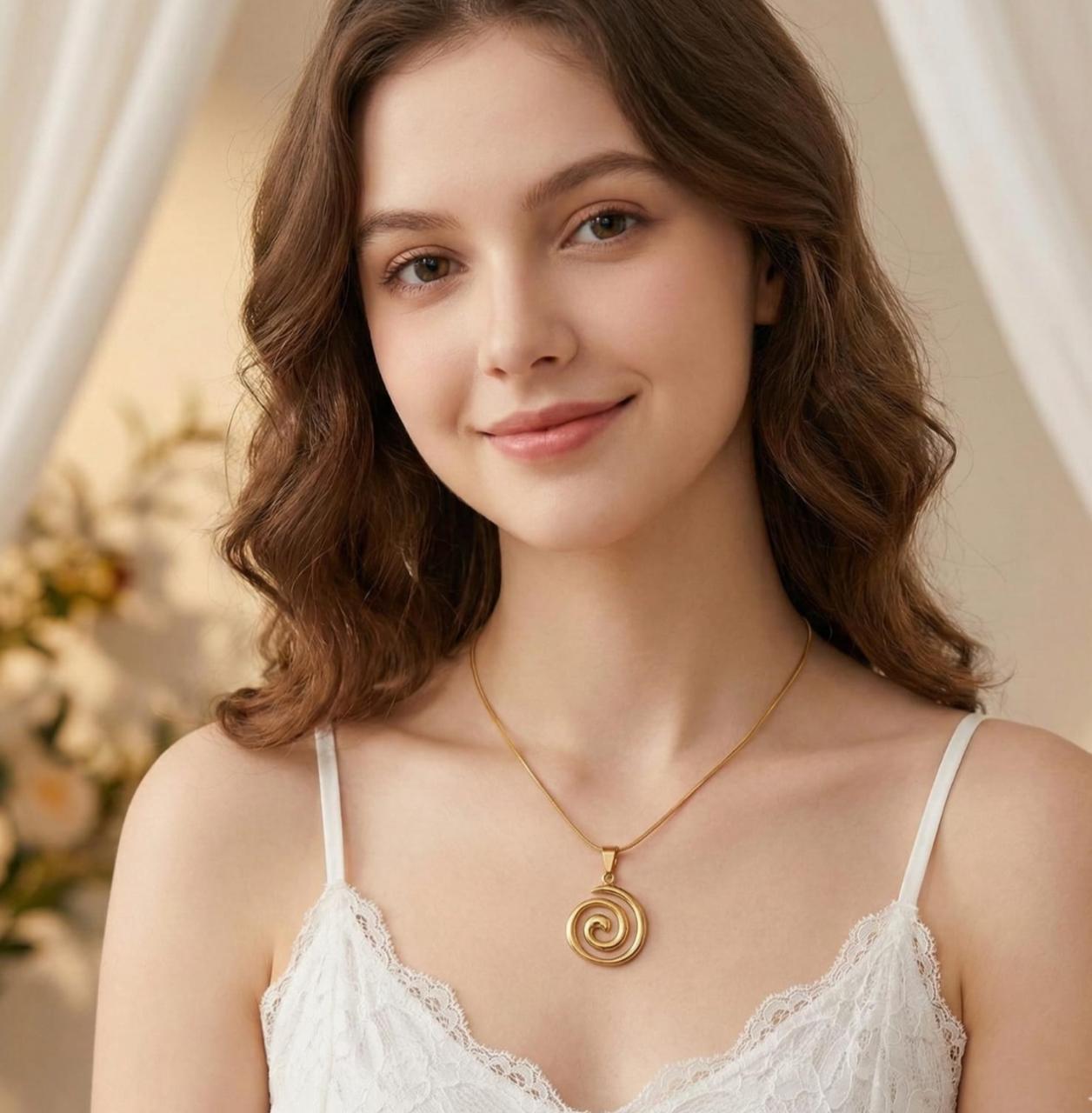 Dazelio Gold-Plated Spiral Pendant Necklace
