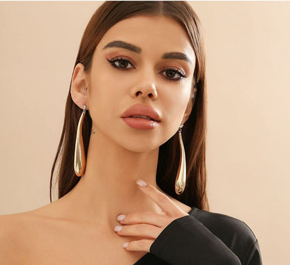 Dazelio Luxe Gold Teardrop Statement Earrings with Crystal Studs