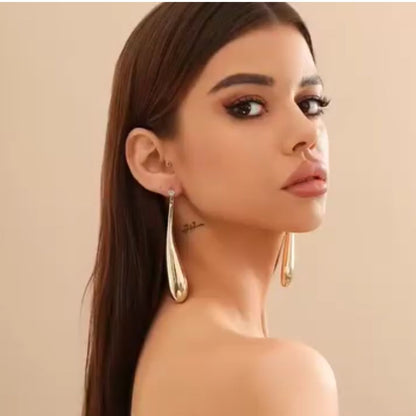 Dazelio Luxe Gold Teardrop Statement Earrings with Crystal Studs