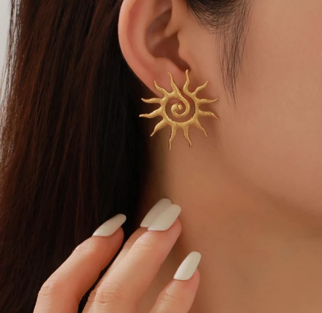 Dazelio Sunburst Spiral Gold Stud Earrings