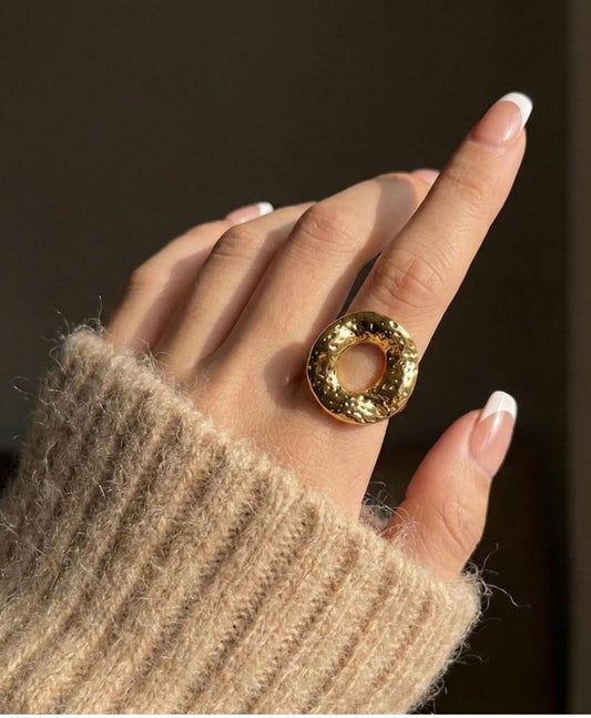 DAZELIO Textured Gold Hollow Statement Ring for Women