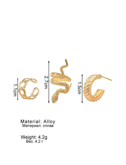Dazelio Gold Snake Statement Earring & Ear Cuff Set