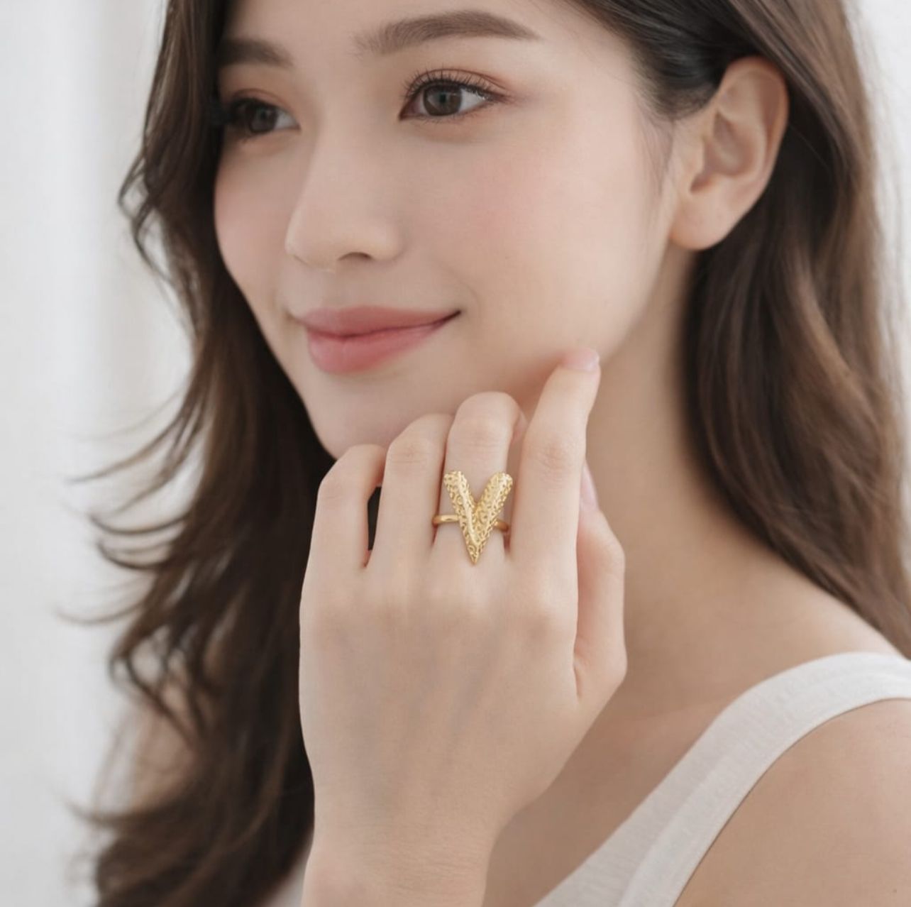 DAZELIO Gold Textured Heart Statement Ring for Women