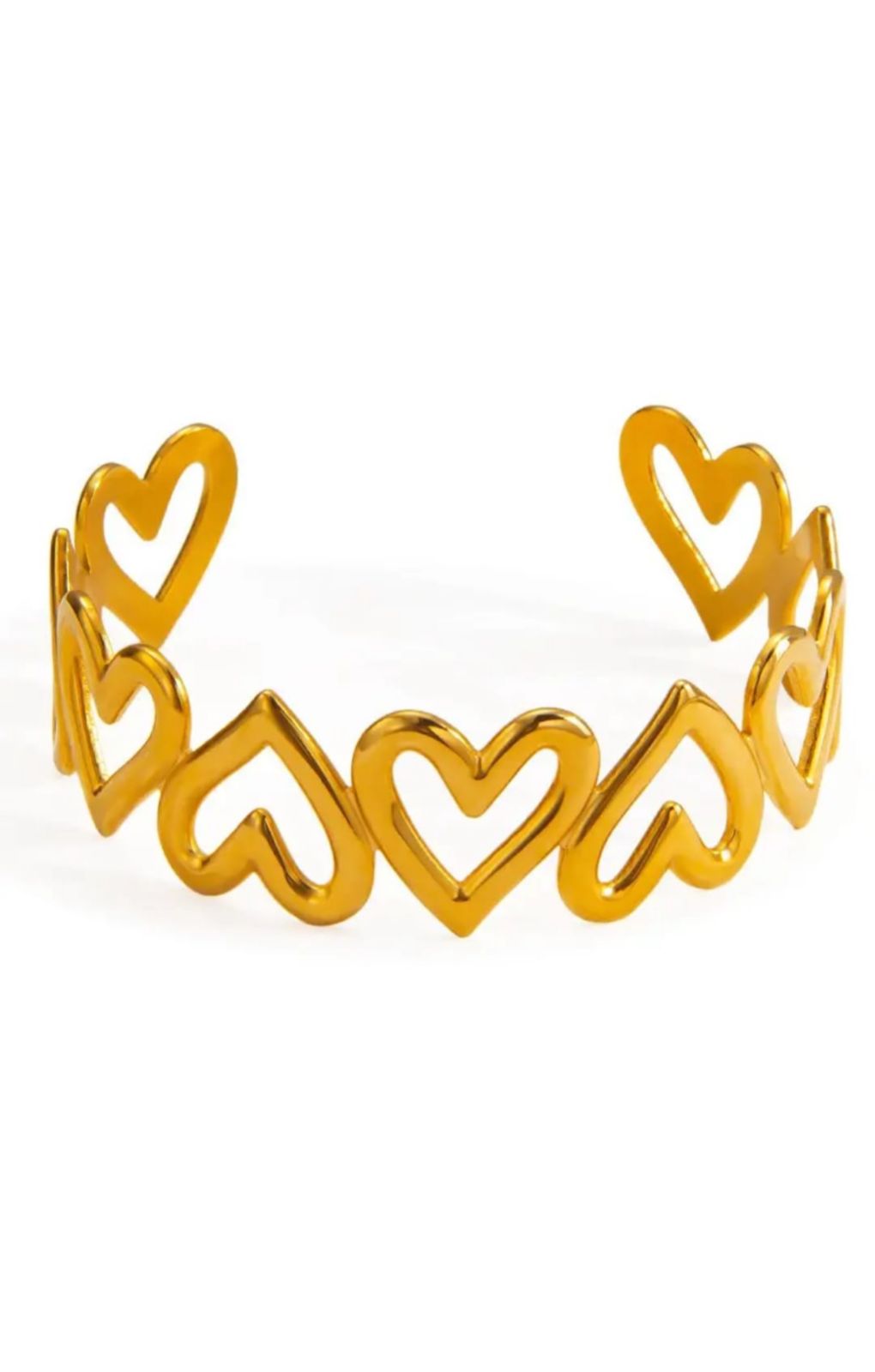 Golden Heart Link Statement Bracelet – Anti-Tarnish Luxury Cuff
