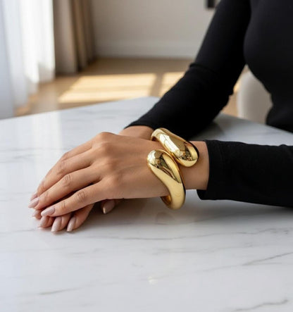 Luxe Sculpted Gold Statement Cuff Bracelet for Women