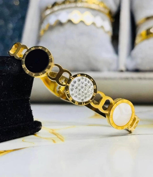 Dazelio Gold-Plated Roman Dial Charm Bracelet for Women