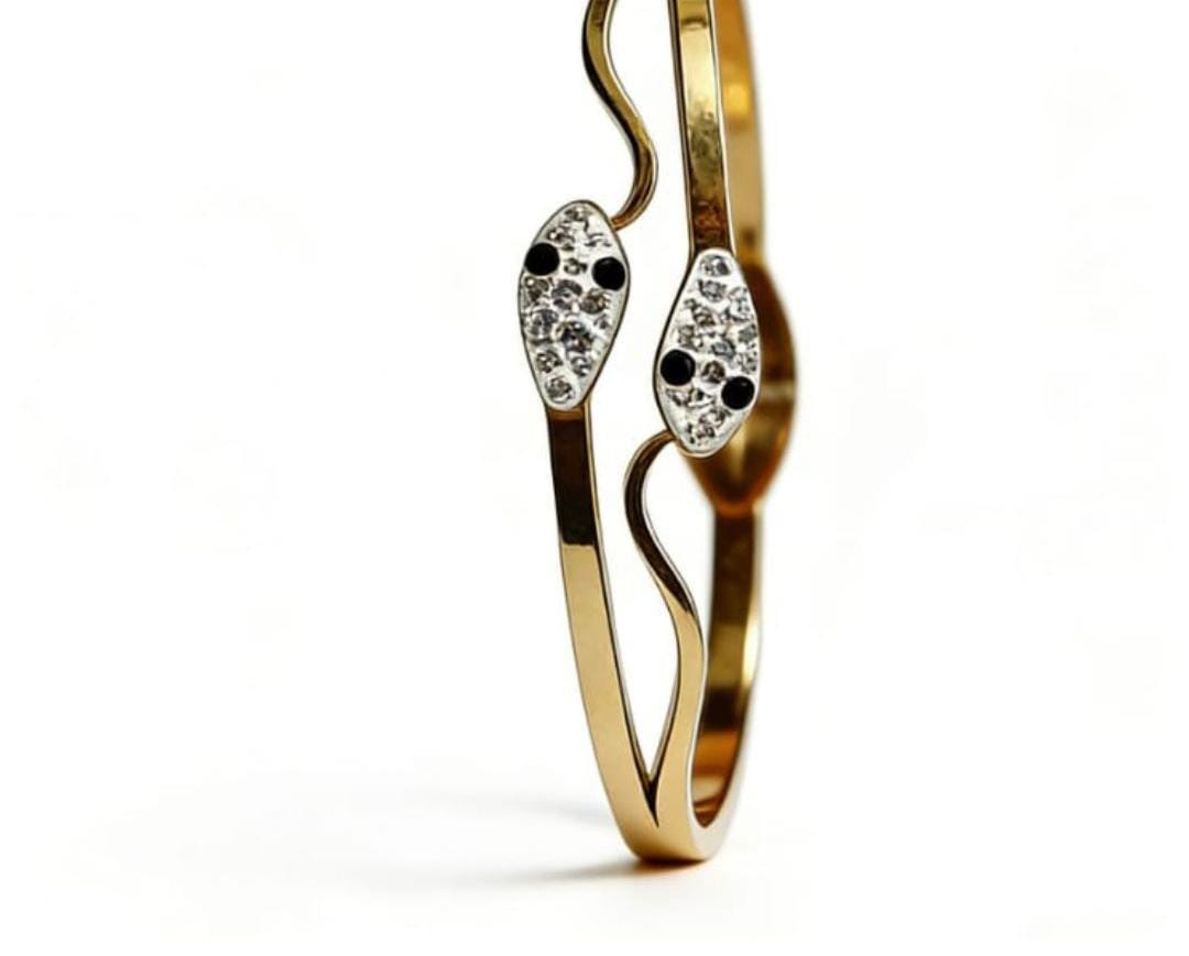 Dazelio Gold-Plated Dual Stone Open Cuff Bracelet for Women