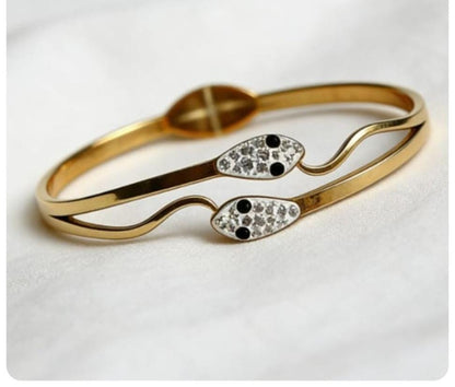 Dazelio Gold-Plated Dual Stone Open Cuff Bracelet for Women