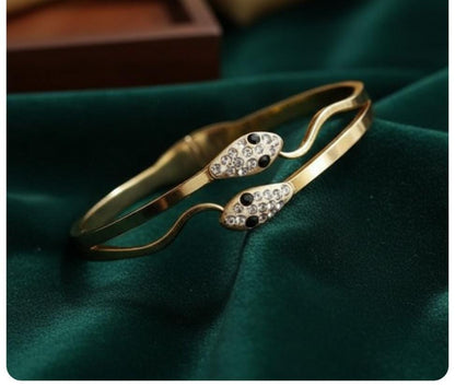 Dazelio Gold-Plated Dual Stone Open Cuff Bracelet for Women