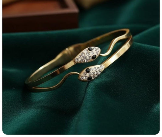 Dazelio Gold-Plated Dual Stone Open Cuff Bracelet for Women