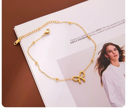 Dazelio Gold-Plated Bow Charm Bracelet for Women