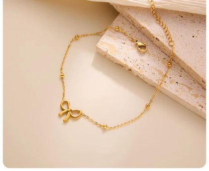 Dazelio Gold-Plated Bow Charm Bracelet for Women