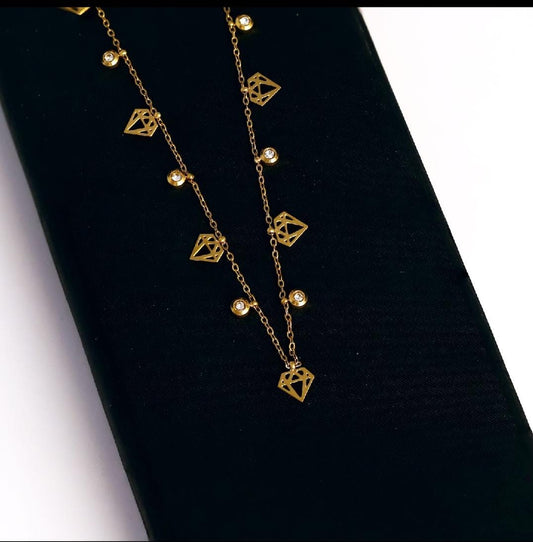 Dazelio Gold Diamond Charm Layered Necklace