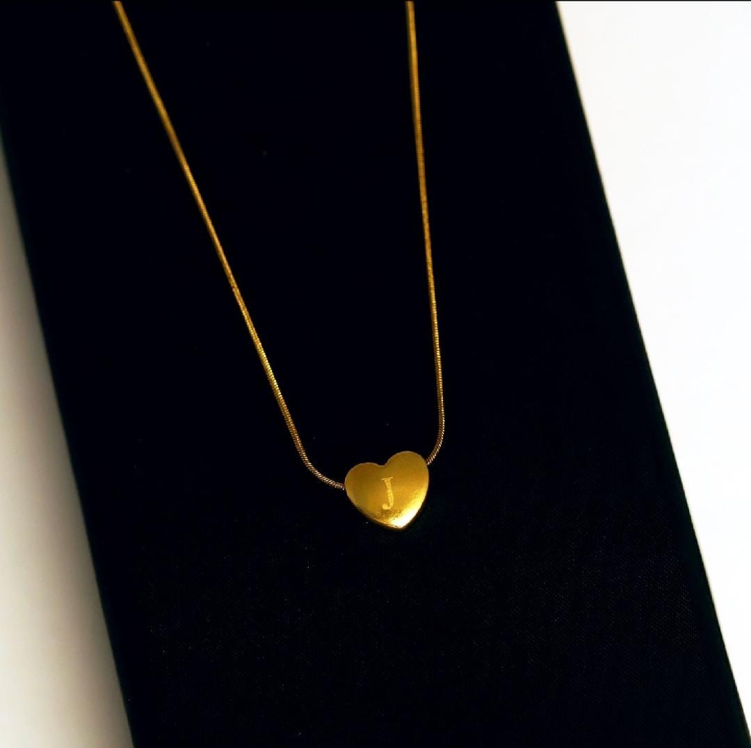 Dazelio Gold-Plated Personalized Initial Heart Pendant Necklace
