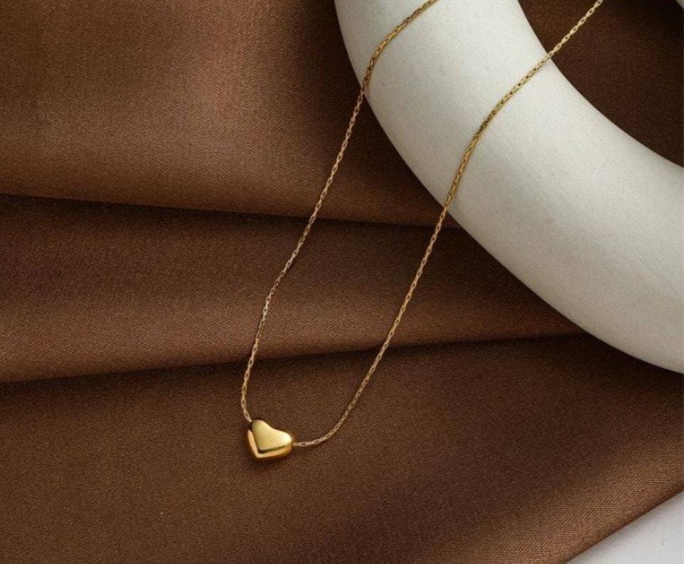 Dazelio Gold Plated Minimal Heart Pendant Necklace for Women