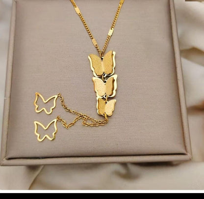 Dazelio Gold Plated Butterfly Drop Pendant Necklace for Women