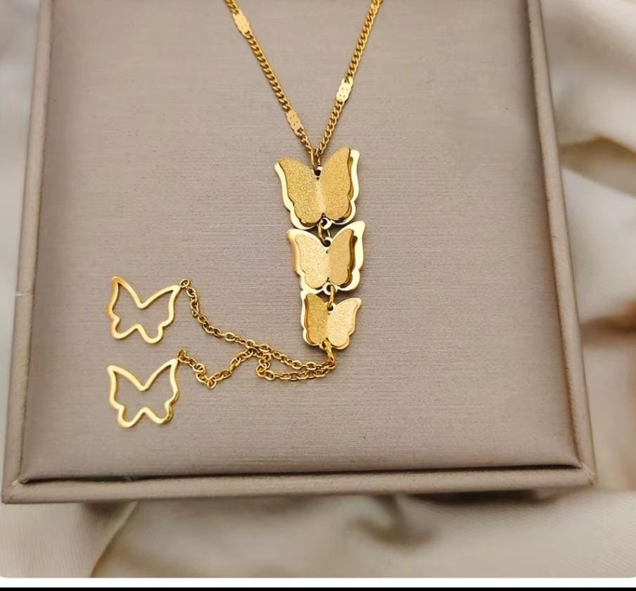 Dazelio Gold Plated Butterfly Drop Pendant Necklace for Women