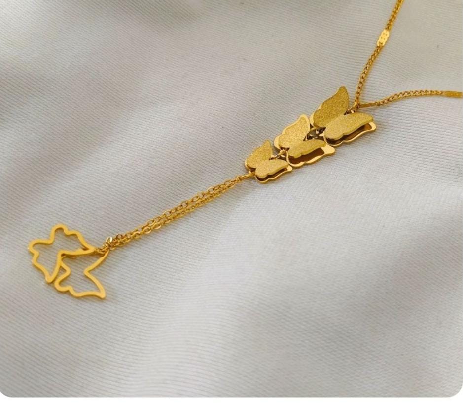 Dazelio Gold Plated Butterfly Drop Pendant Necklace for Women