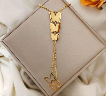 Dazelio Gold Plated Butterfly Drop Pendant Necklace for Women