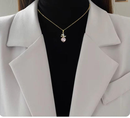 Dazelio Gold Plated Pink Crystal Drop Pendant Necklace for Women